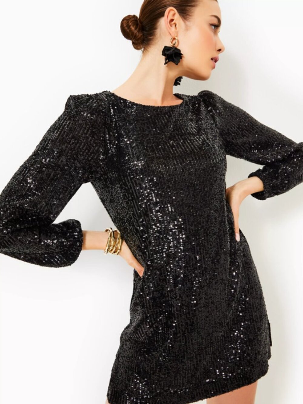 Nicoline Long Sleeve Black Sequin Romper  Size 14